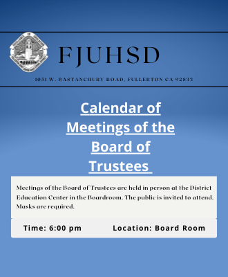  Schedule of Regular Meetings of the Board of Trustees